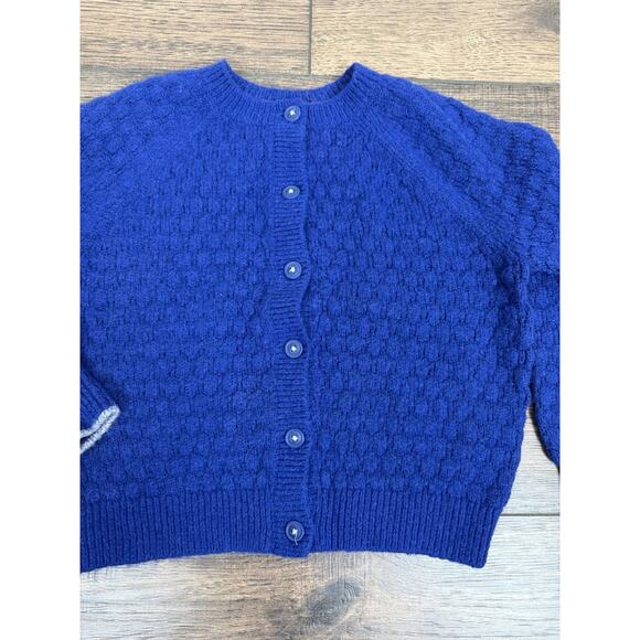 Mini Boden Other - Mini Boden Blouson Cable Knit Cardigan Sweater Blue Girl's Size 7-8